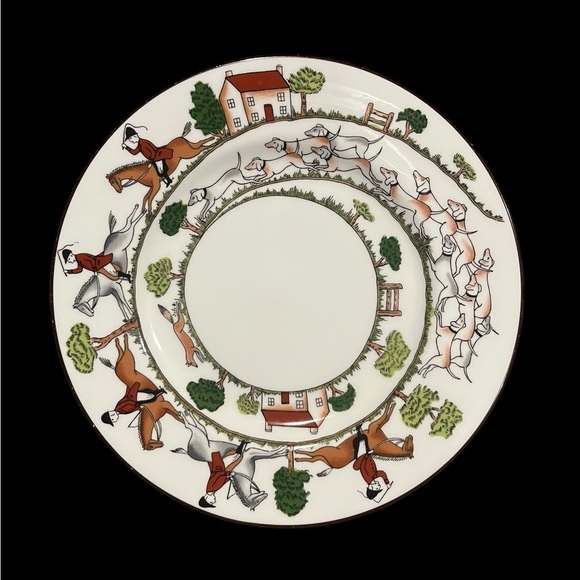 Coalport HUNTING SCENE 8” Salad Dessert Appetizer Plate Fine Bone China England